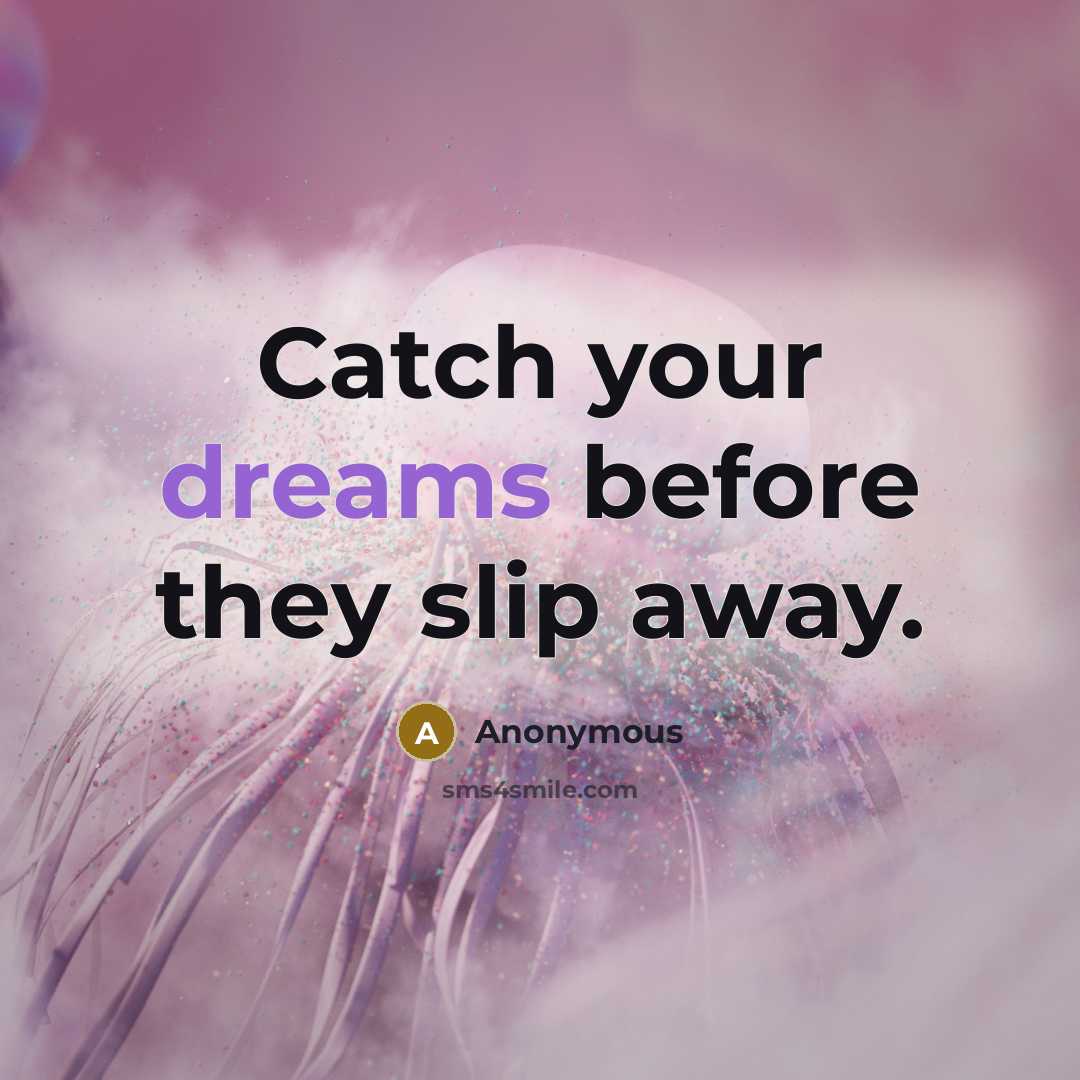 “Catch your dreams before they slip away.” quote by Anonymous