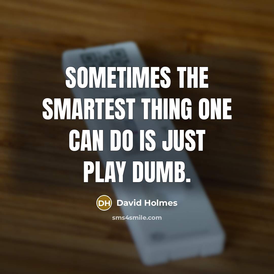 “Sometimes the smartest thing one can do is just play dumb.” quote by David Holmes
