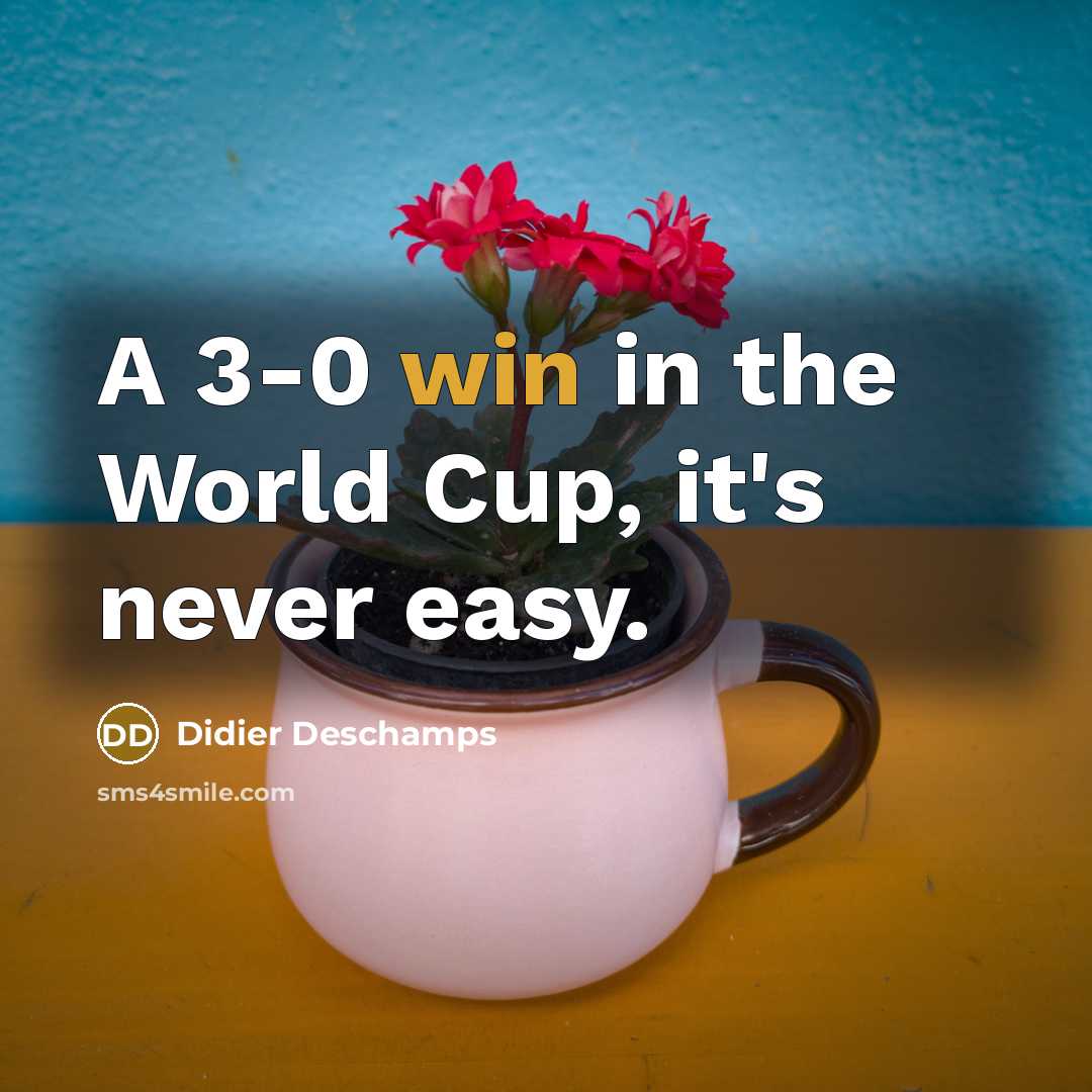 “A 3-0 win in the World Cup, it's never easy.…” quote by Didier Deschamps