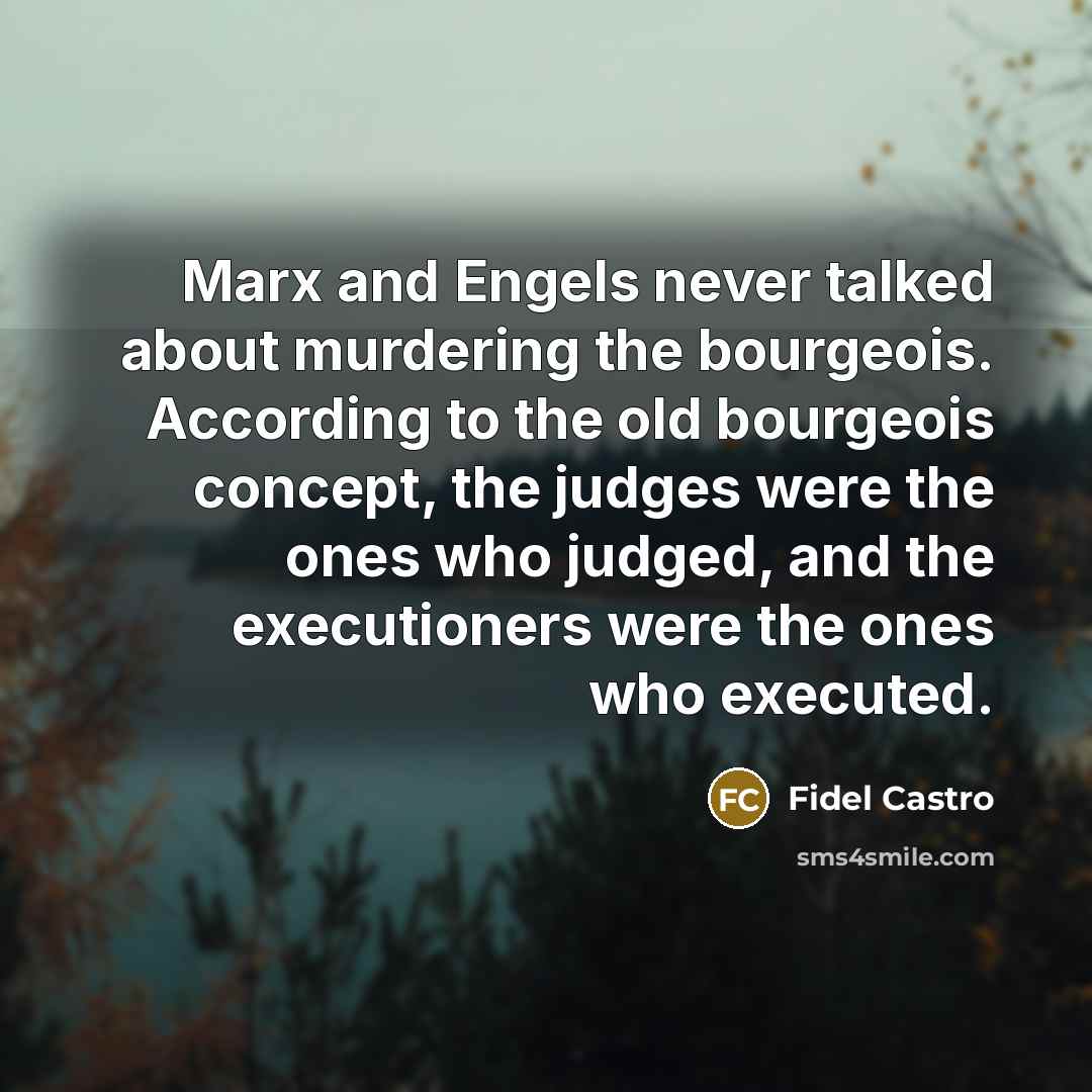 “Marx and Engels never talked about murdering the bourgeois. According…” quote by Fidel Castro