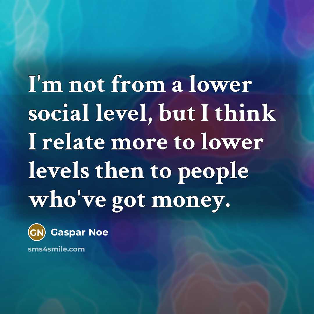 “I'm not from a lower social level, but I think…” quote by Gaspar Noe