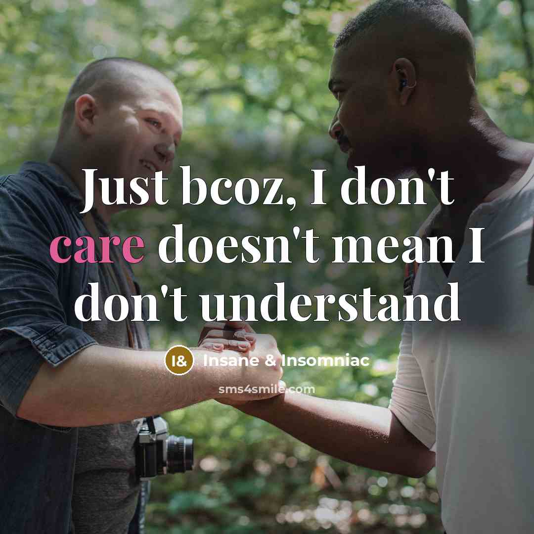 “Just bcoz, I don't care doesn't mean I don't understand…” quote by Insane & Insomniac