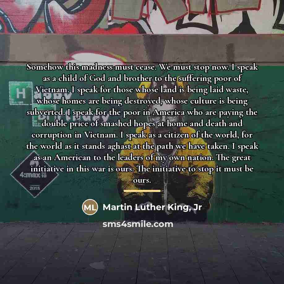 “Somehow this madness must cease. We must stop now. I…” quote by Martin Luther King, Jr