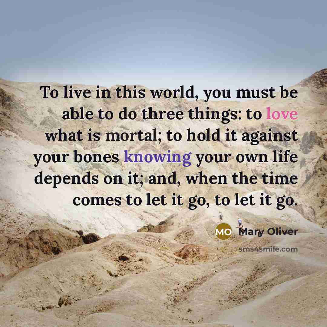 “To live in this world, you must be able to…” quote by Mary Oliver