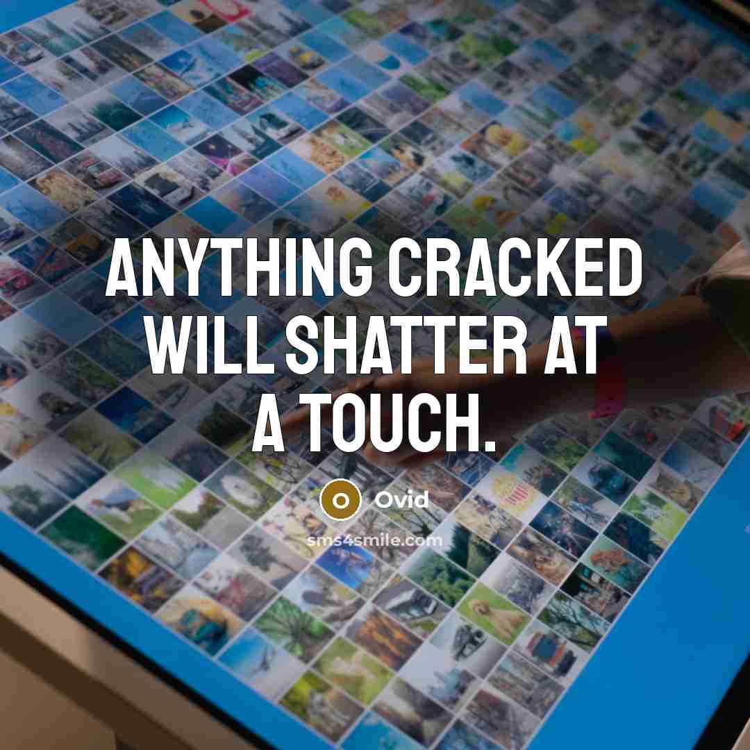 “Anything cracked will shatter at a touch.” quote by Ovid