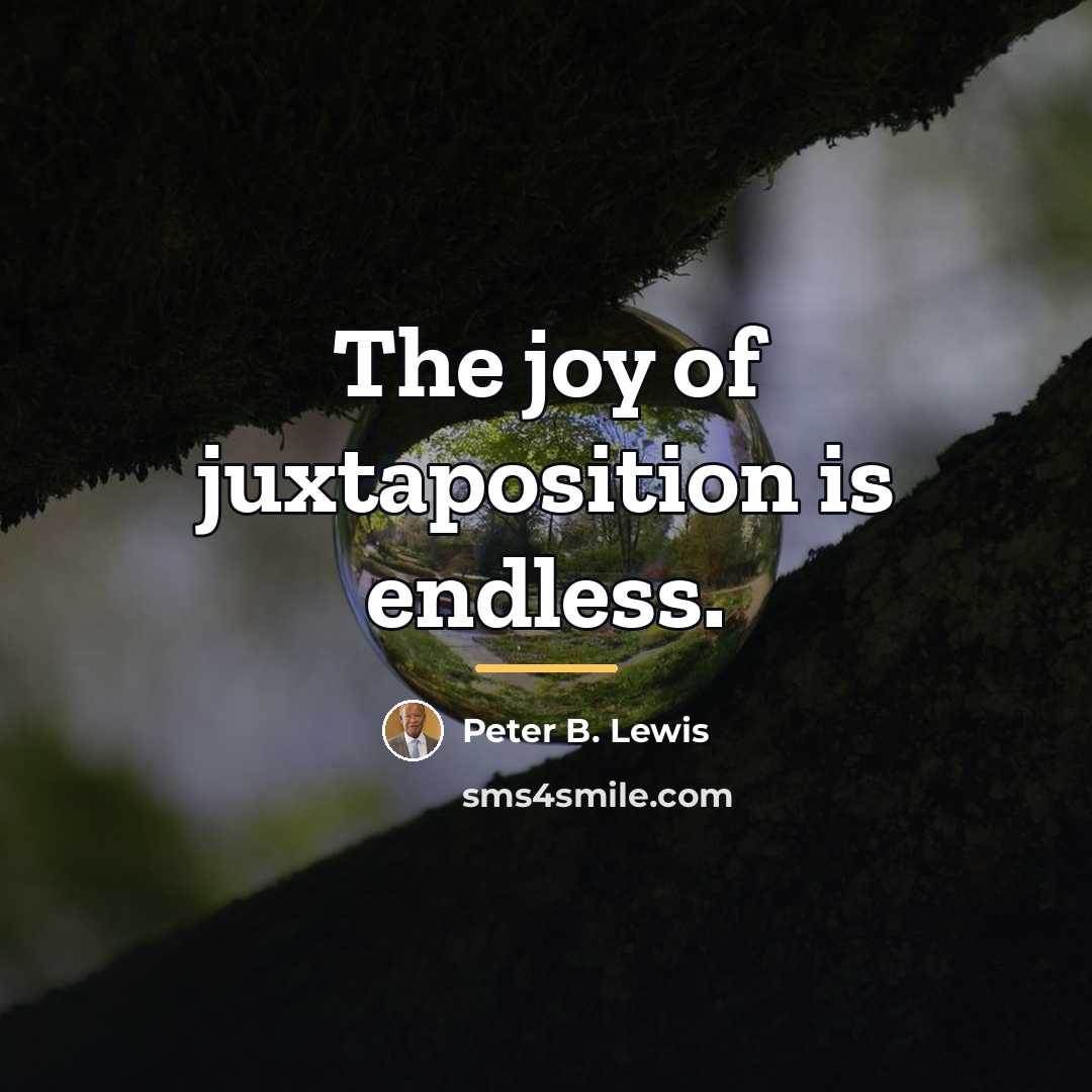“The joy of juxtaposition is endless.…” quote by Peter B. Lewis