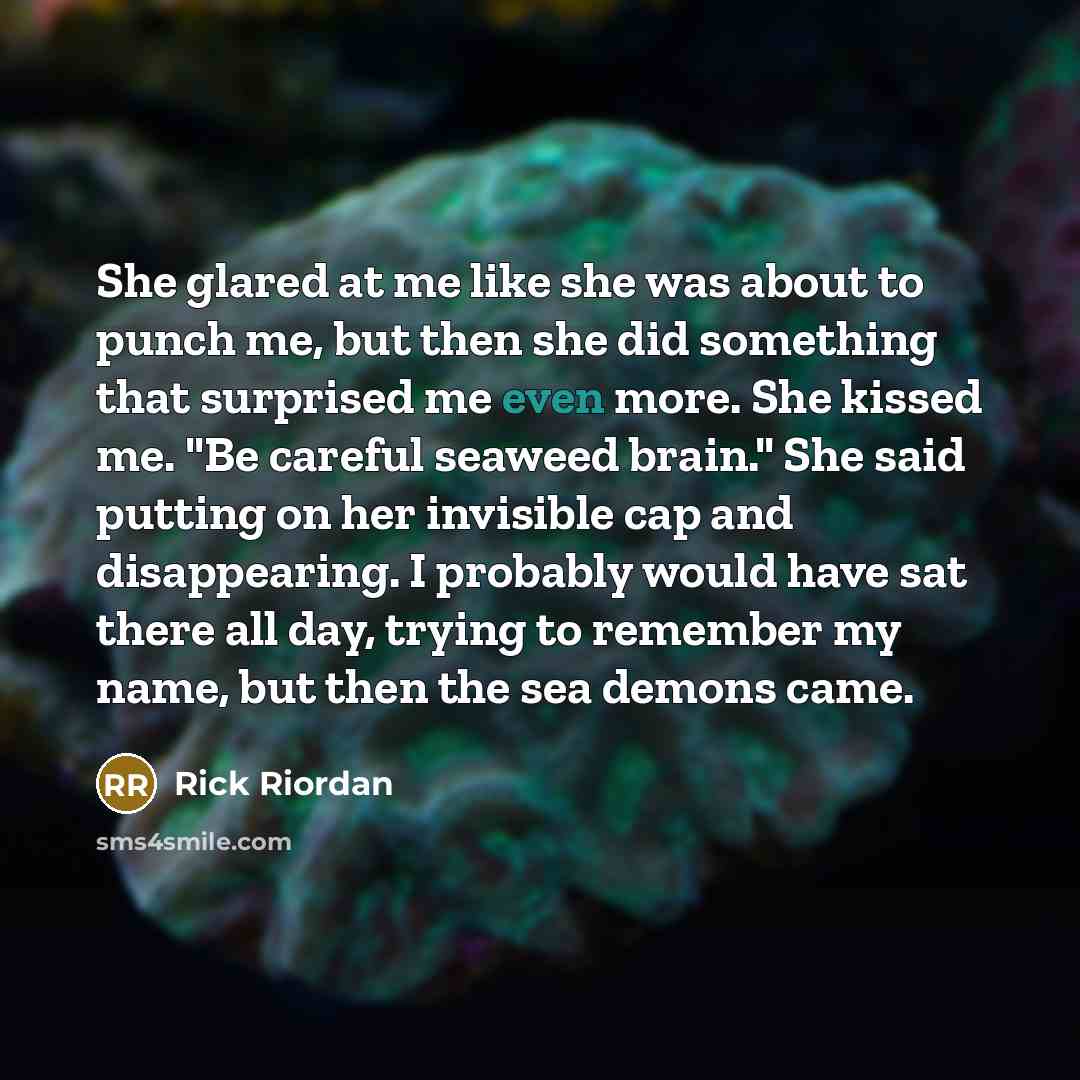 “She glared at me like she was about to punch…” quote by Rick Riordan
