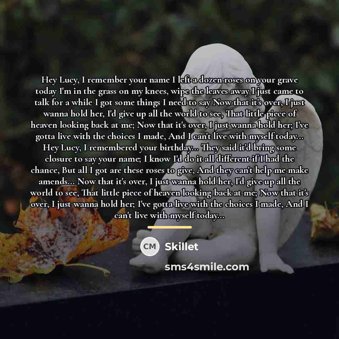 “Hey Lucy, I remember your name I left a dozen…” quote by Skillet