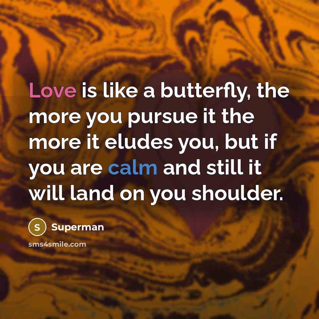 “Love is like a butterfly, the more you pursue it…” quote by Superman