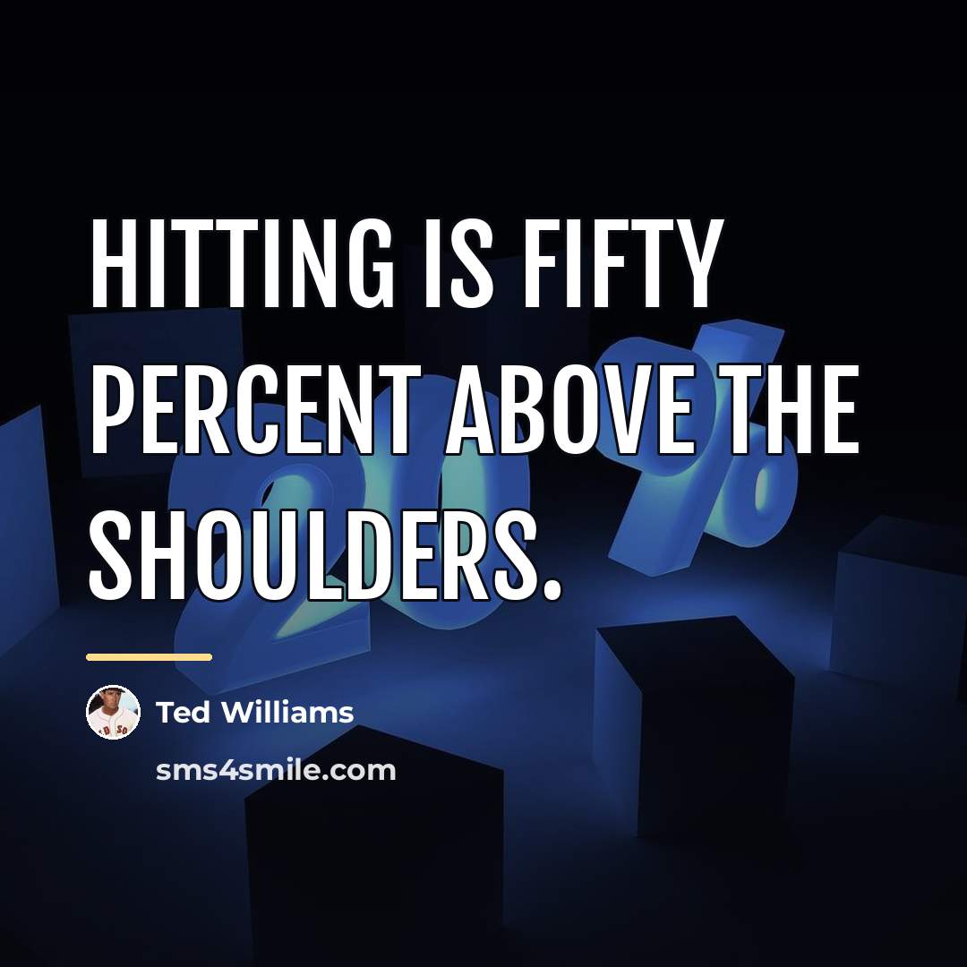 “Hitting is fifty percent above the shoulders.…” quote by Ted Williams