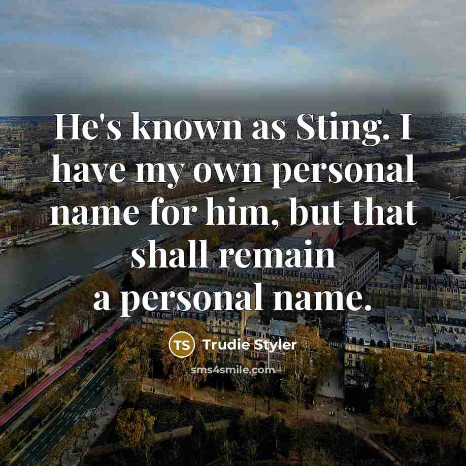 “He's known as Sting. I have my own personal name…” quote by Trudie Styler