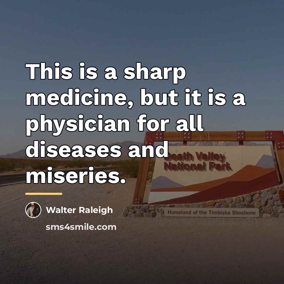 “This is a sharp medicine, but it is a physician…” quote by Walter Raleigh