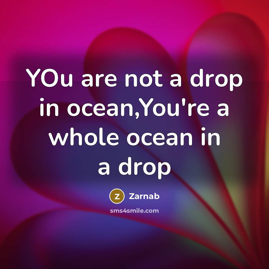 “YOu are not a drop in ocean,You're a whole ocean in a drop” quote by Zarnab