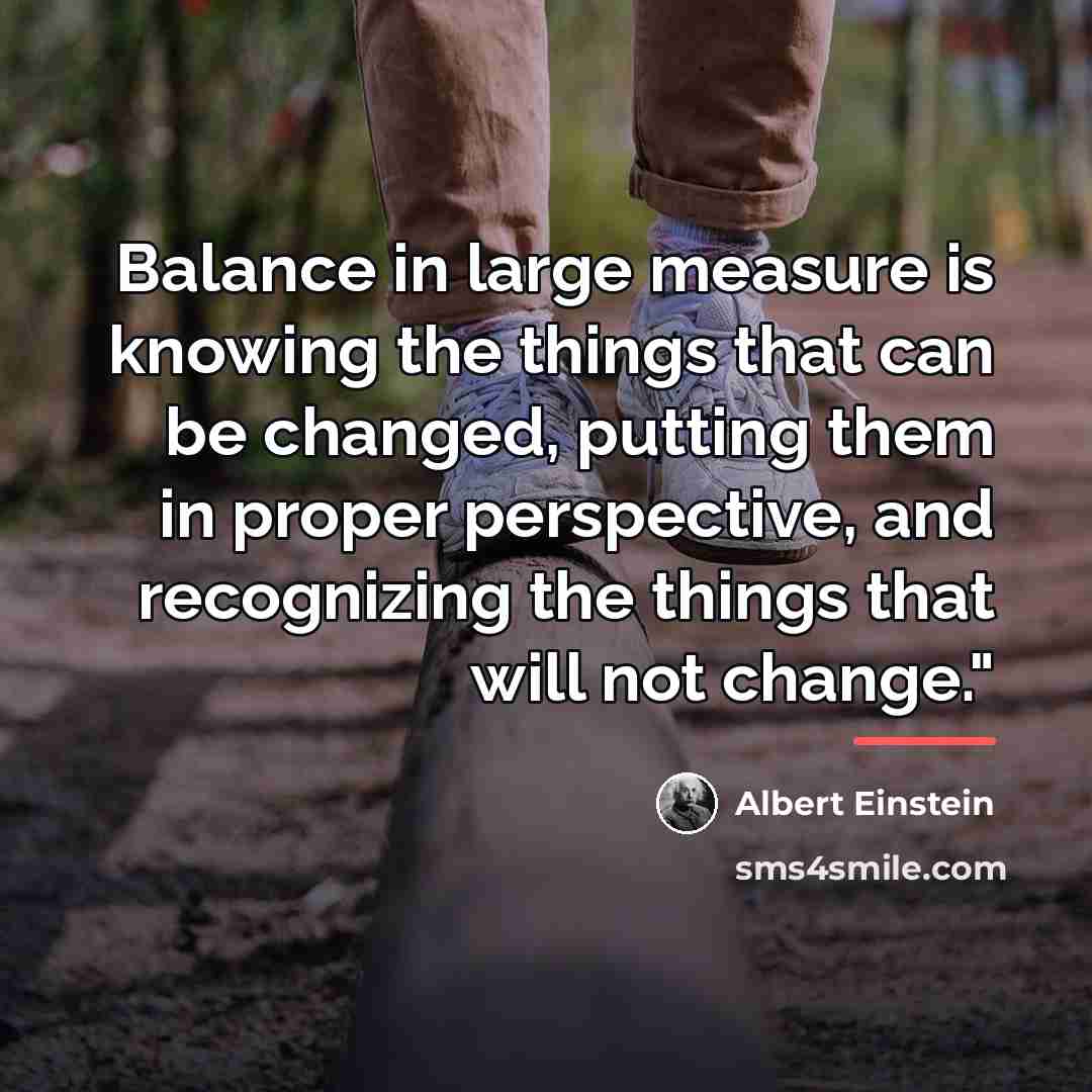 “Balance in large measure is knowing the things that can…” quote by Albert Einstein