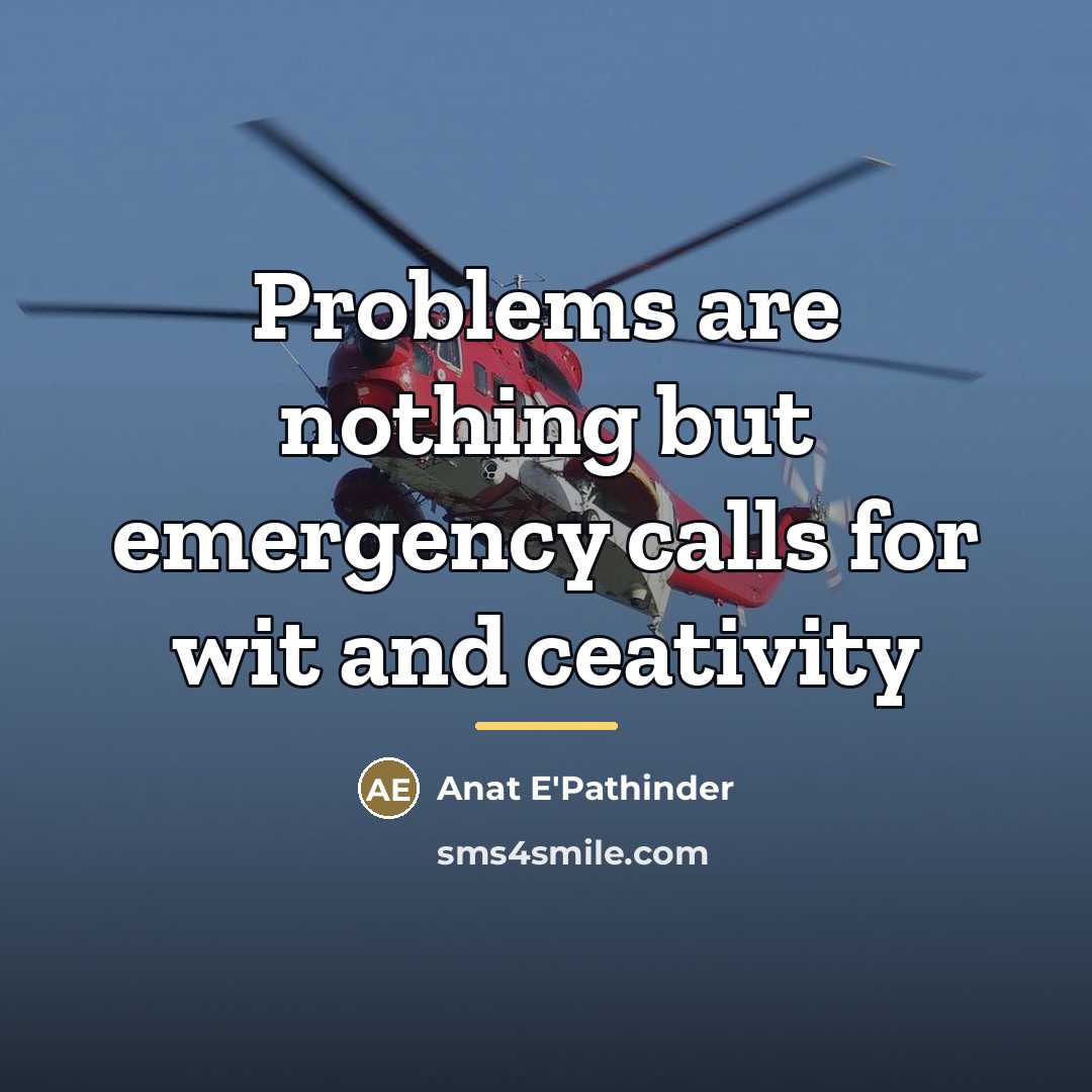 “Problems are nothing but emergency calls for wit and ceativity…” quote by Anat E'Pathinder