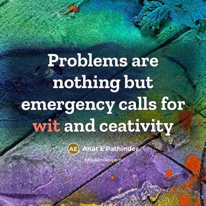 “Problems are nothing but emergency calls for wit and ceativity” quote by Anat E'Pathinder
