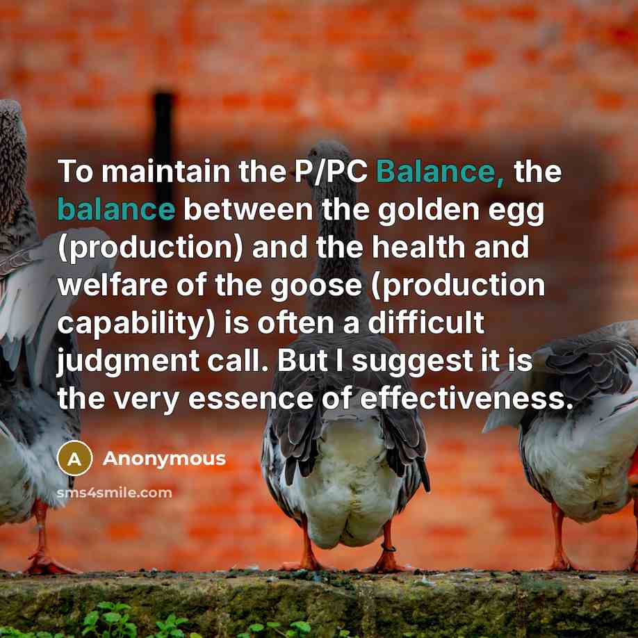 “To maintain the P/PC Balance, the balance between the golden…” quote by Anonymous