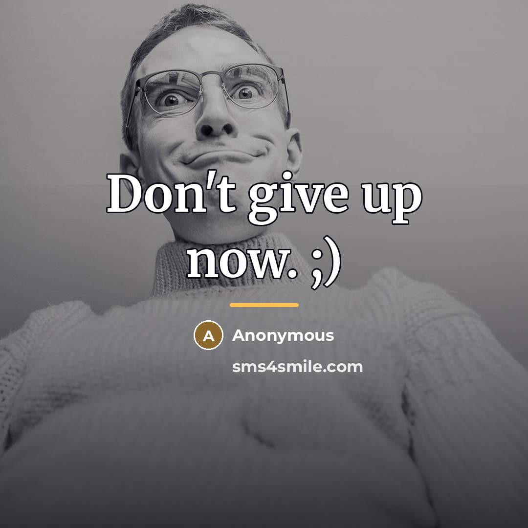 “Don't give up now. ;)…” quote by Anonymous