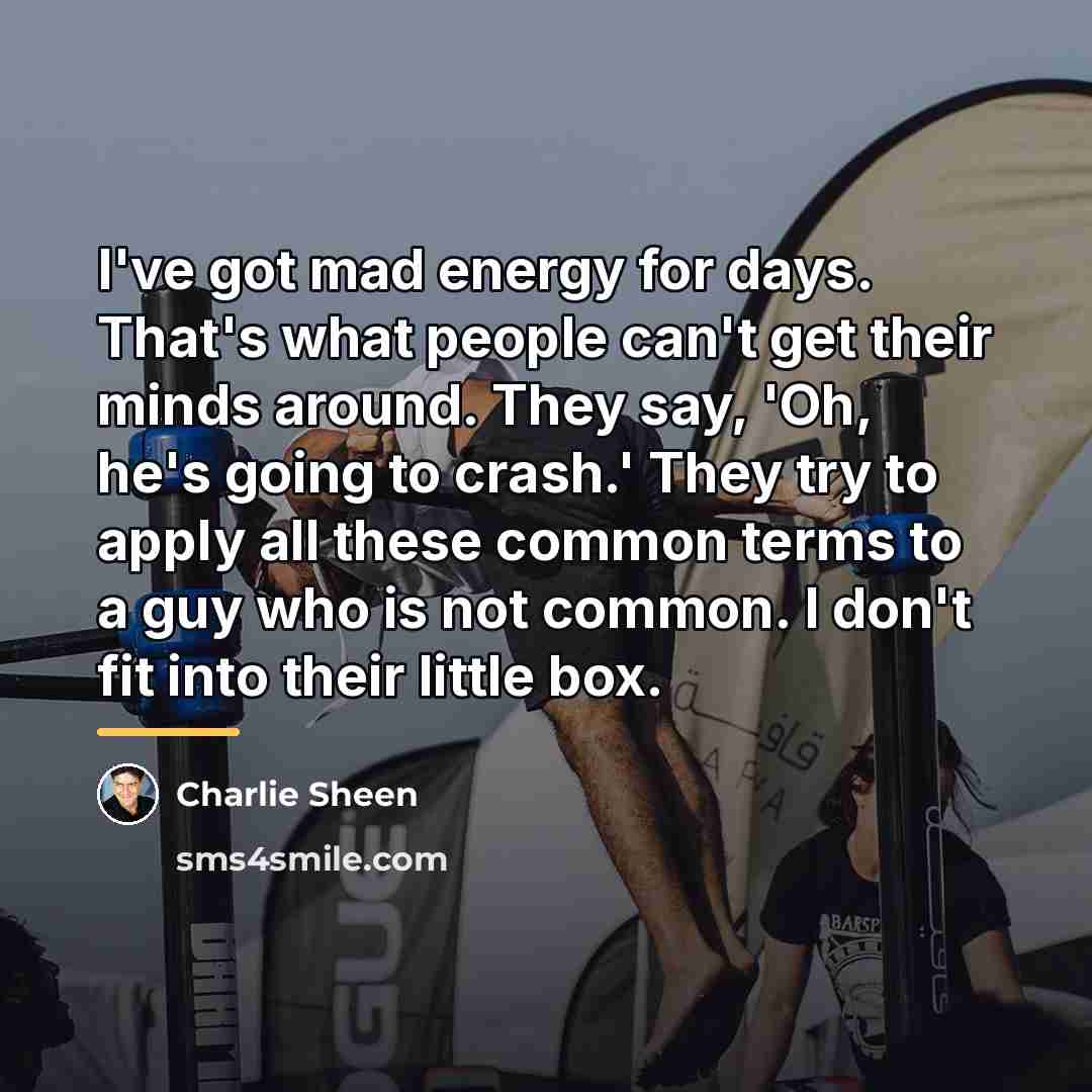 “I've got mad energy for days. That's what people can't…” quote by Charlie Sheen