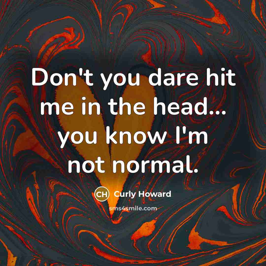 “Don't you dare hit me in the head... you know…” quote by Curly Howard