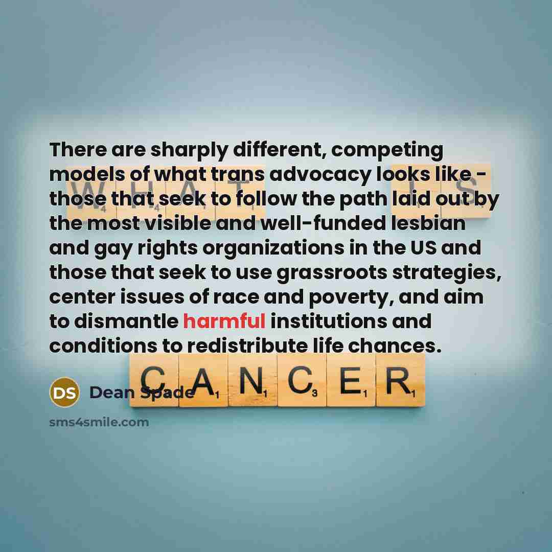 “There are sharply different, competing models of what trans advocacy…” quote by Dean Spade
