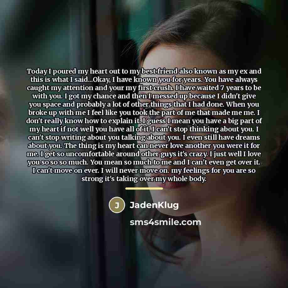 “Today I poured my heart out to my best friend…” quote by JadenKlug