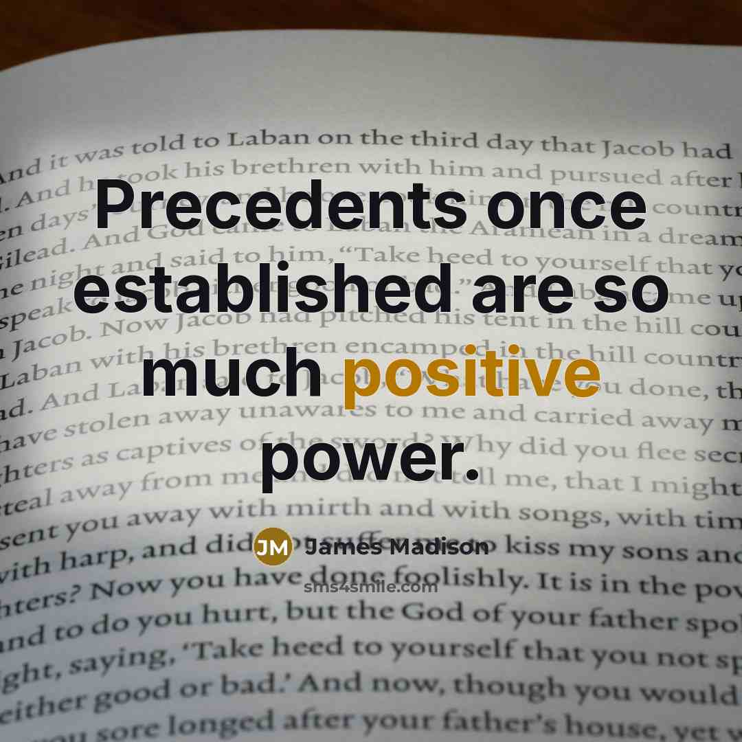 “Precedents once established are so much positive power.…” quote by James Madison