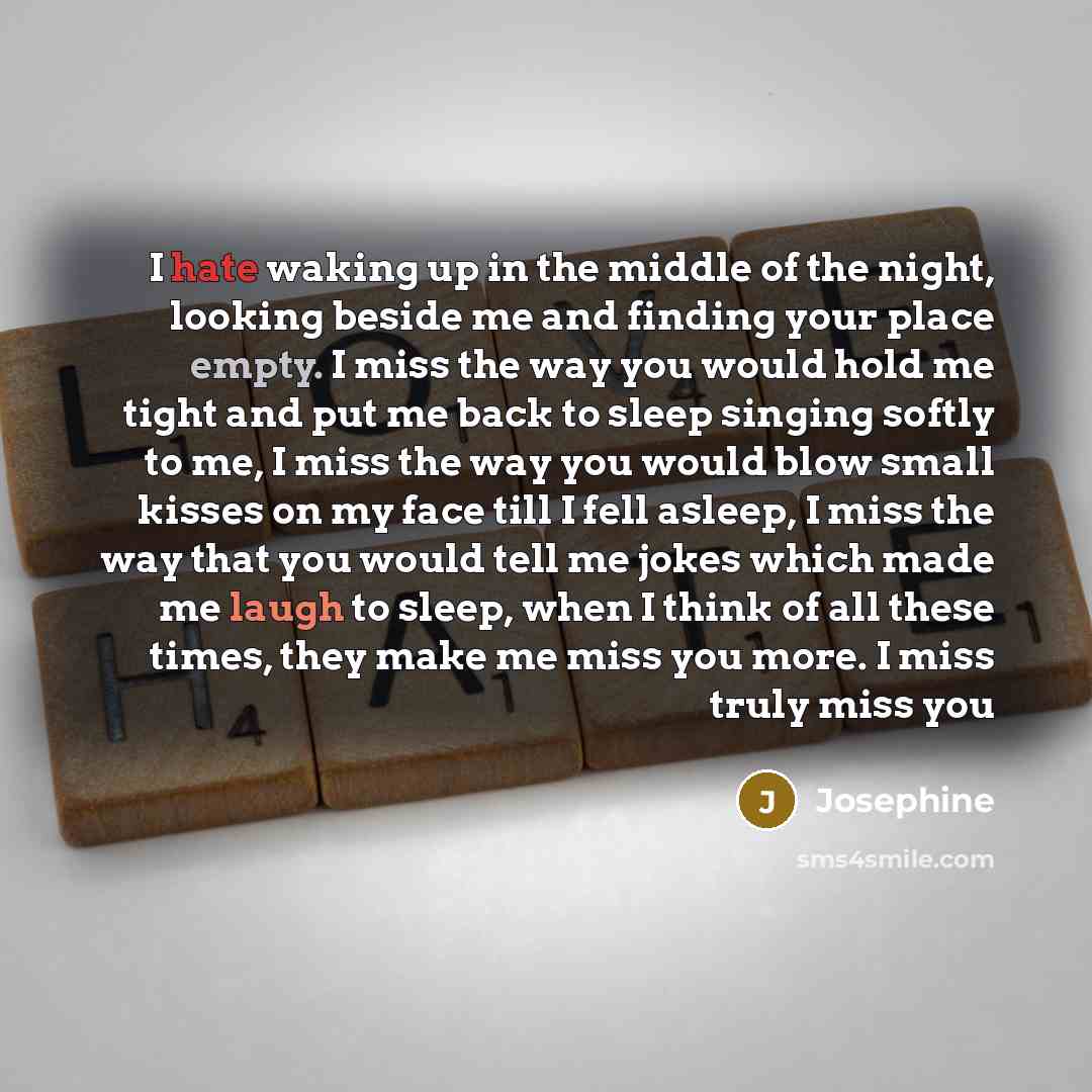“I hate waking up in the middle of the night,…” quote by Josephine