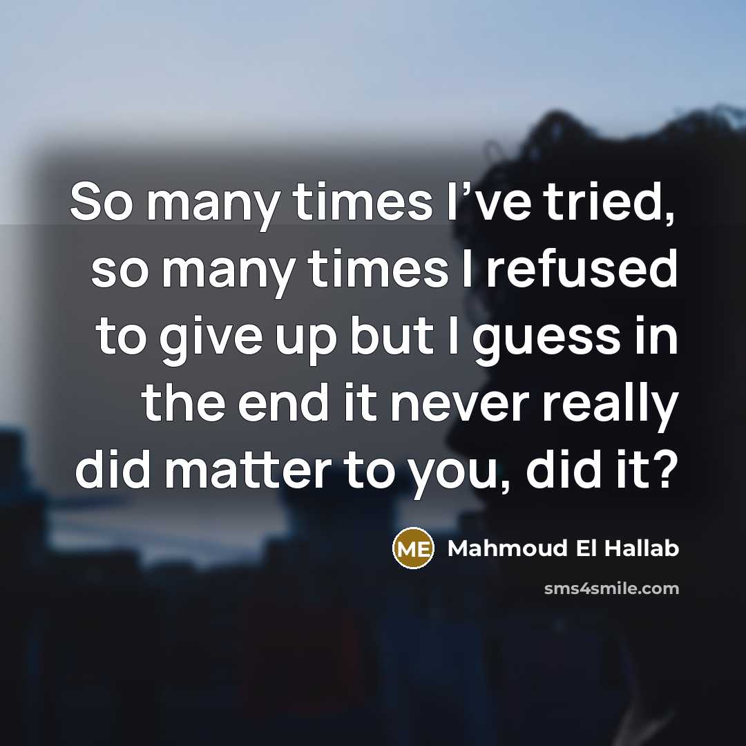 “So many times I've tried, so many times I refused…” quote by Mahmoud El Hallab