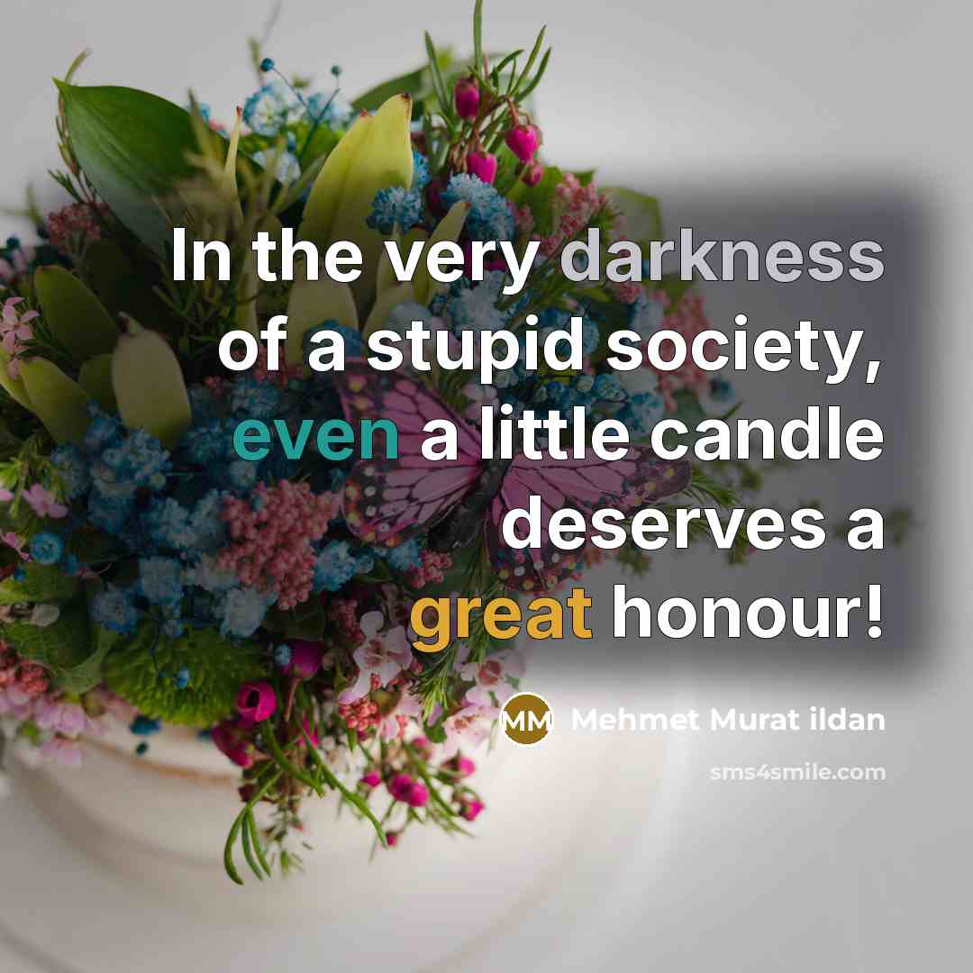 “In the very darkness of a stupid society, even a…” quote by Mehmet Murat Ildan