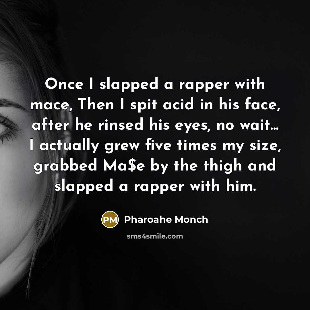 “Once I slapped a rapper with mace, Then I spit…” quote by Pharoahe Monch