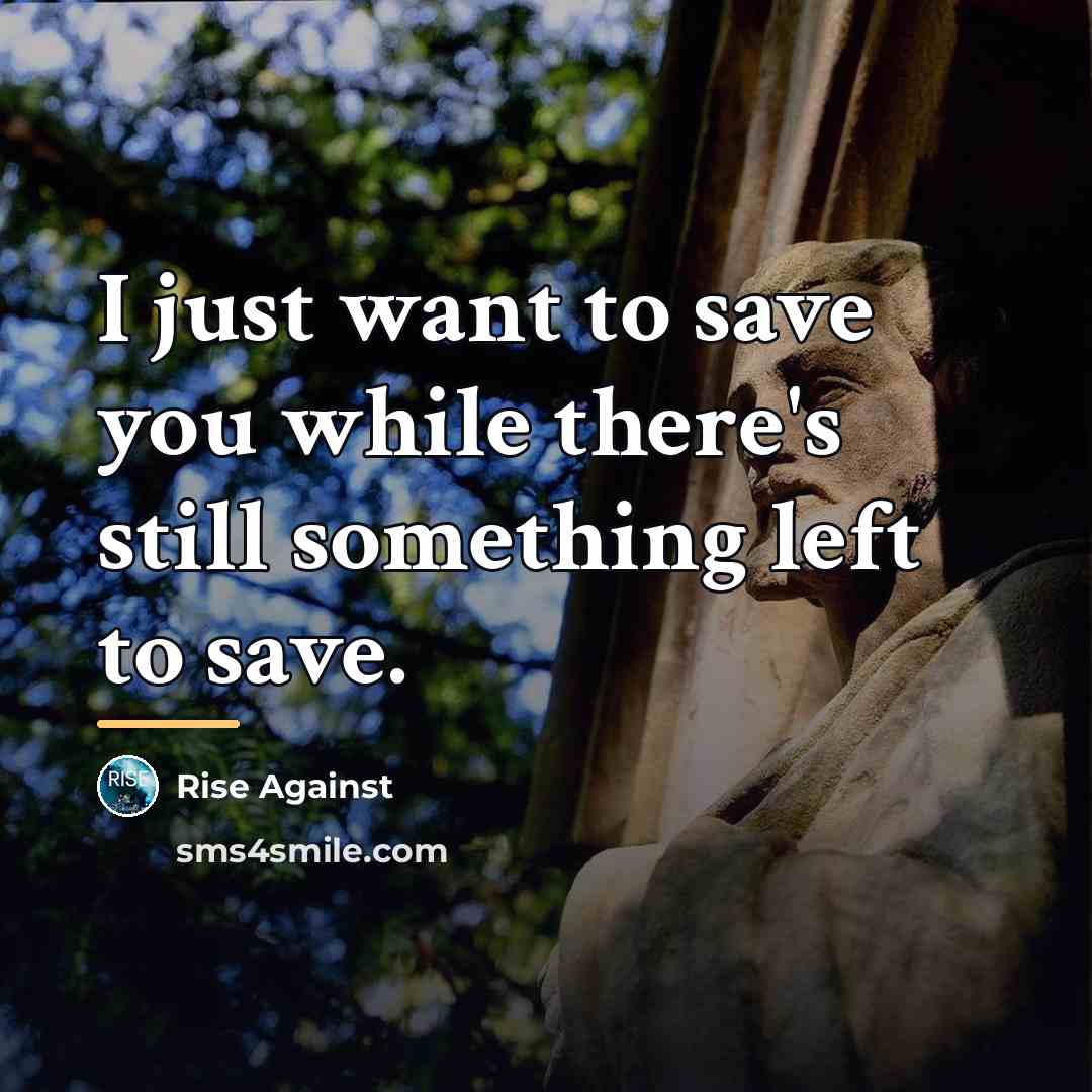 “I just want to save you while there's still something…” quote by Rise Against