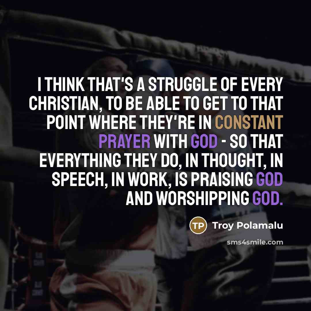 “I think that's a struggle of every Christian, to be…” quote by Troy Polamalu