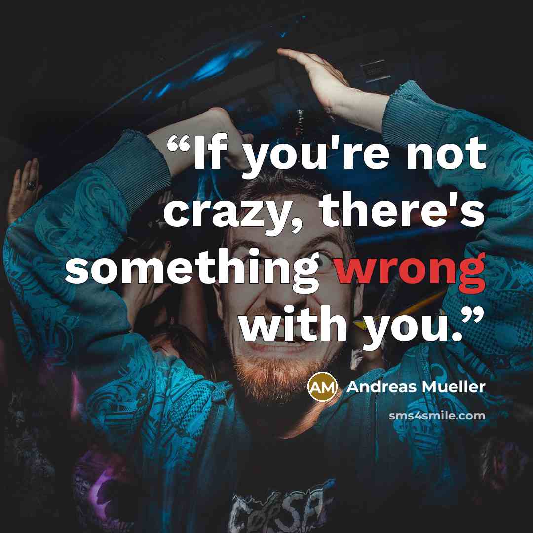 “If you're not crazy, there's something wrong with you.” quote by Andreas Mueller
