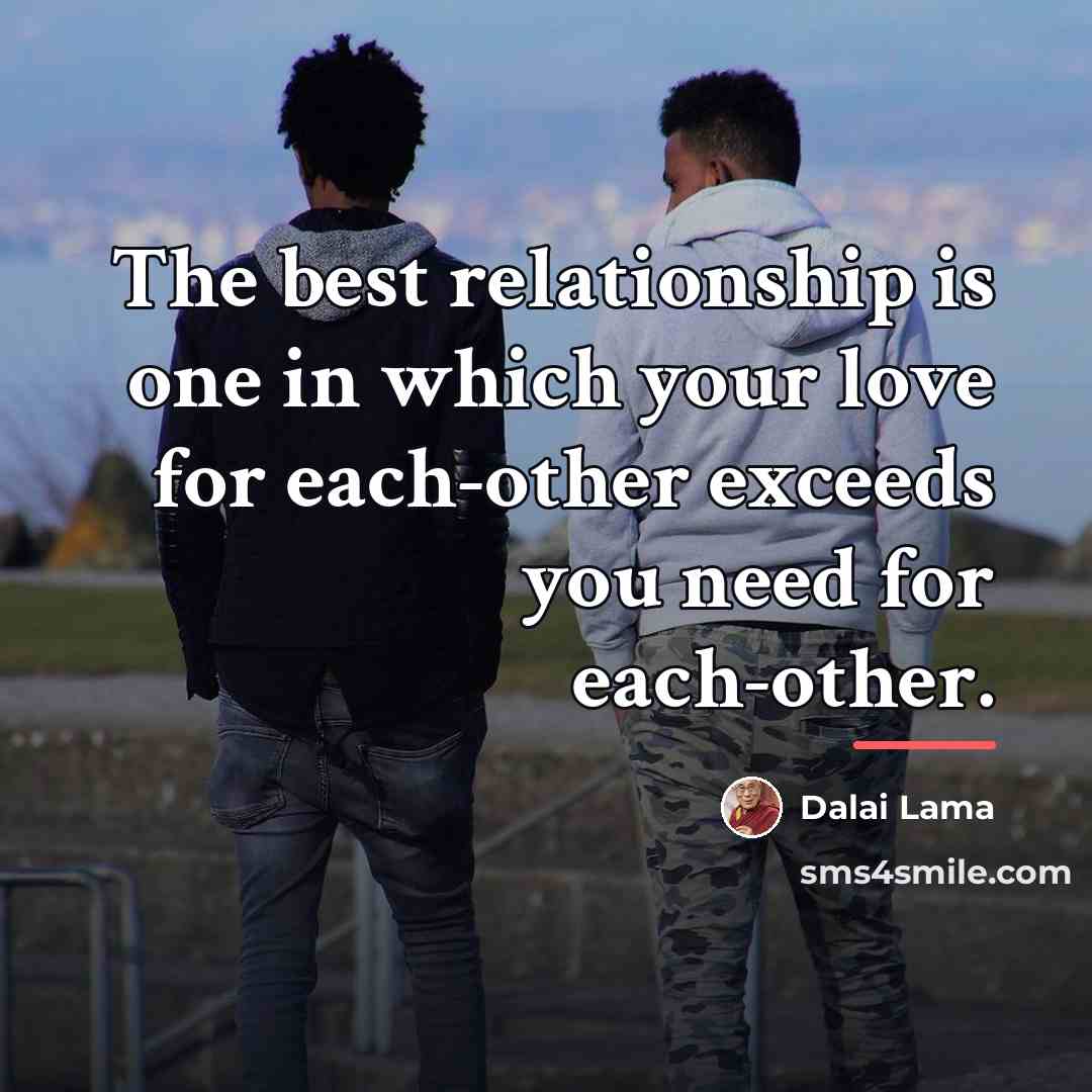 “The best relationship is one in which your love for…” quote by Dalai Lama