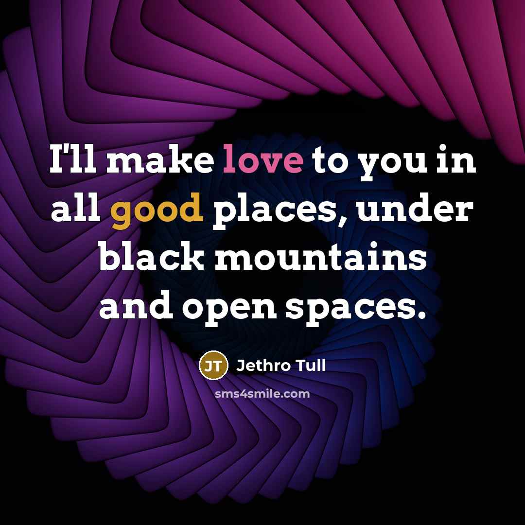 “I'll make love to you in all good places, under…” quote by Jethro Tull