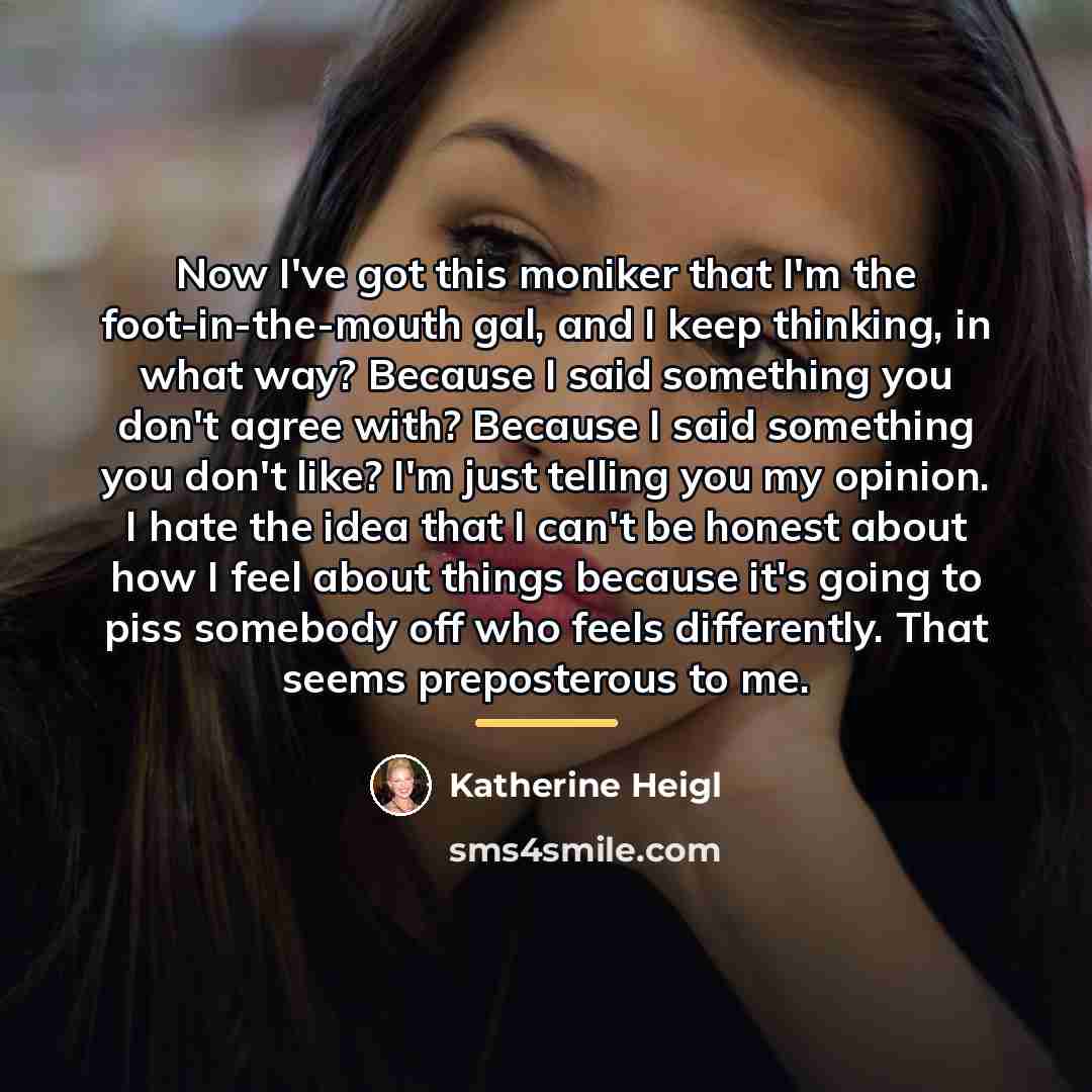 “Now I've got this moniker that I'm the foot-in-the-mouth gal,…” quote by Katherine Heigl