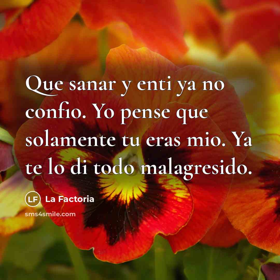 “Que sanar y enti ya no confio. Yo pense que…” quote by La Factoria
