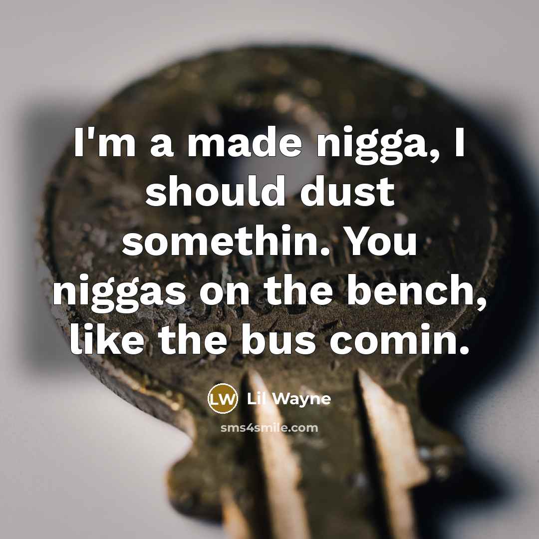 “I'm a made nigga, I should dust somethin. You niggas…” quote by Lil Wayne