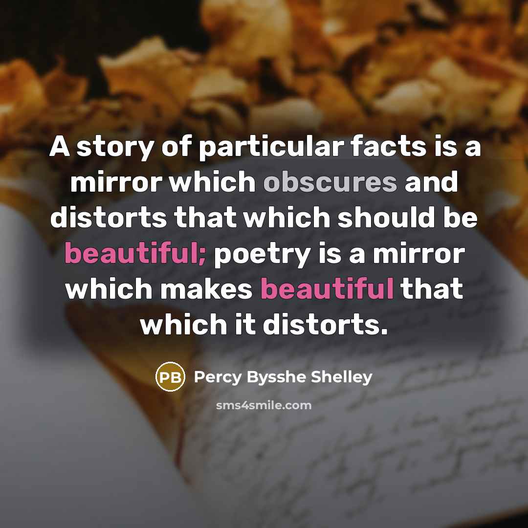 “A story of particular facts is a mirror which obscures…” quote by Percy Bysshe Shelley