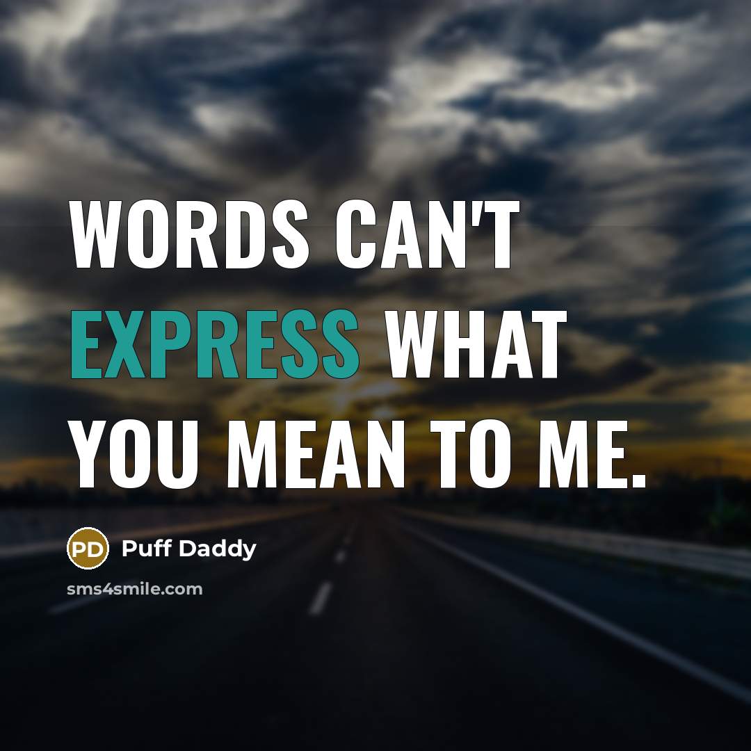 “Words can't express what you mean to me.” quote by Puff Daddy