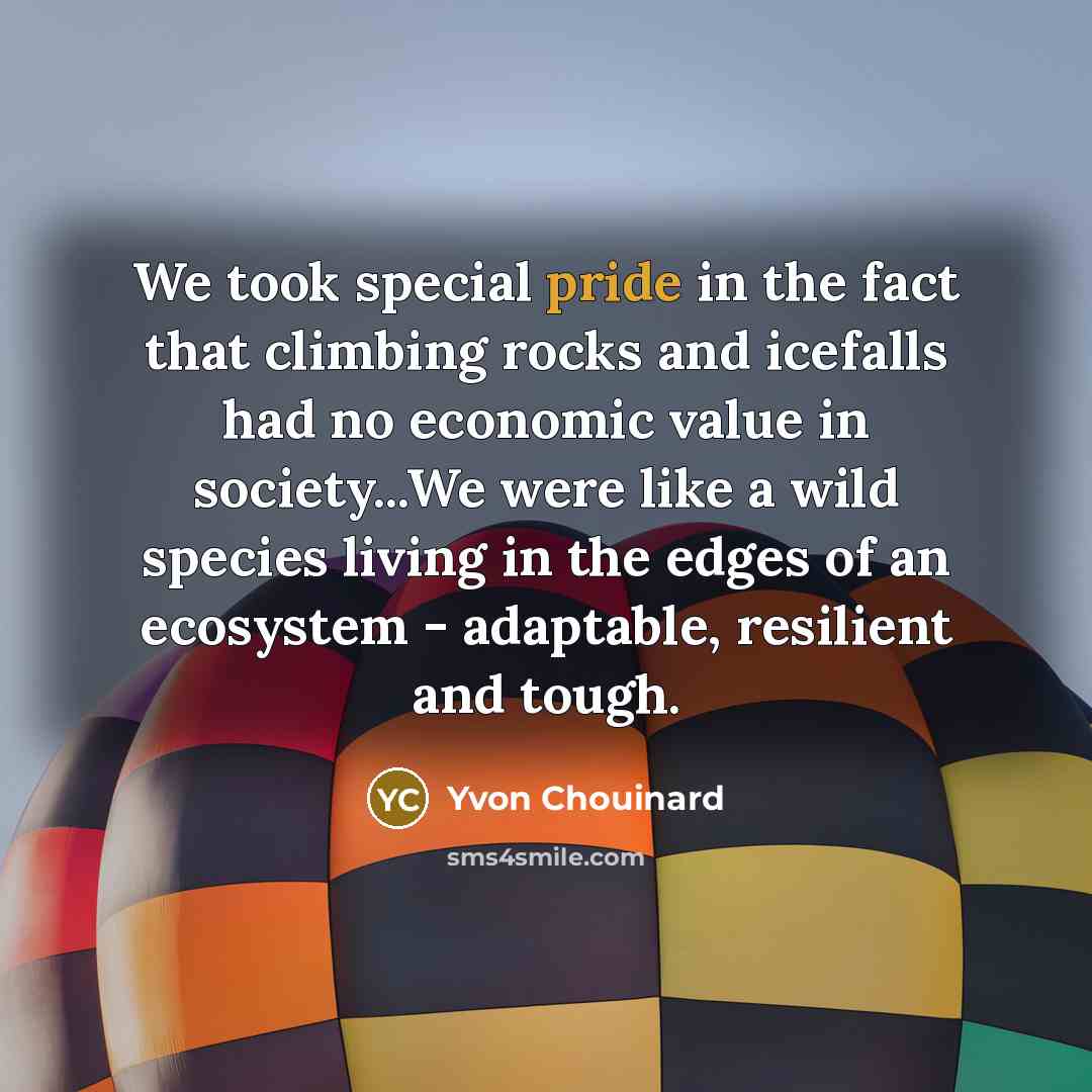 “We took special pride in the fact that climbing rocks…” quote by Yvon Chouinard