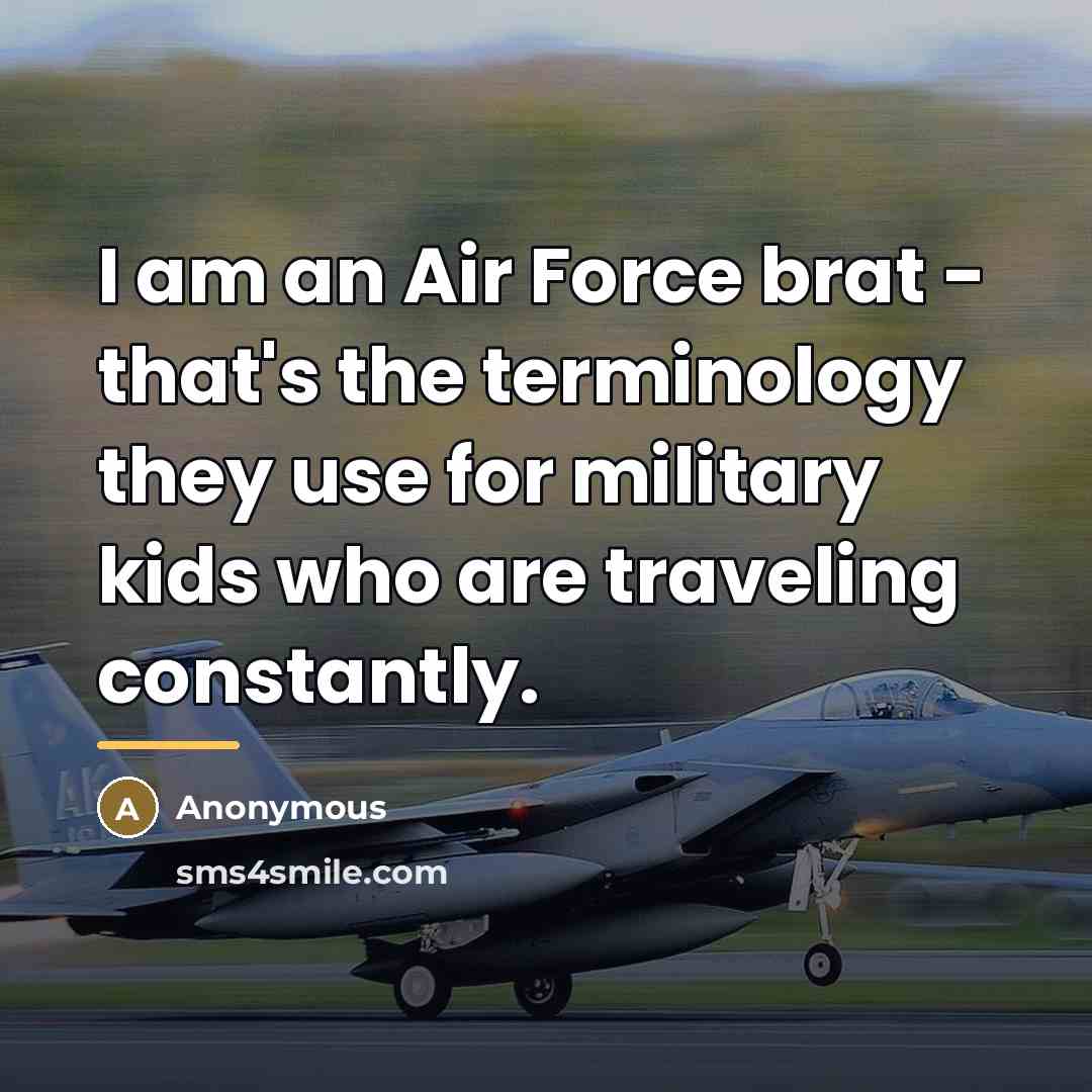 “I am an Air Force brat - that's the terminology…” quote by Anonymous