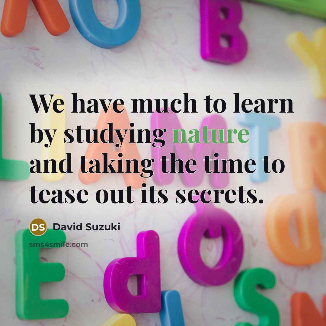 “We have much to learn by studying nature and taking…” quote by David Suzuki