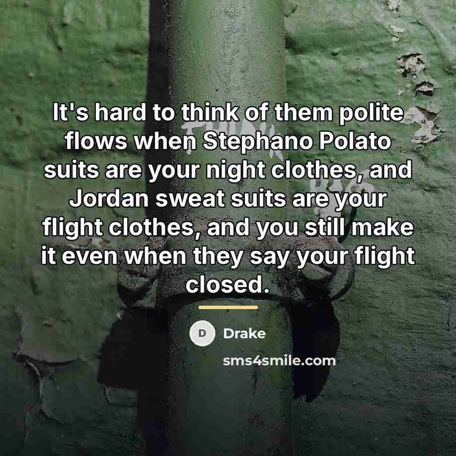 “It's hard to think of them polite flows when Stephano…” quote by Drake