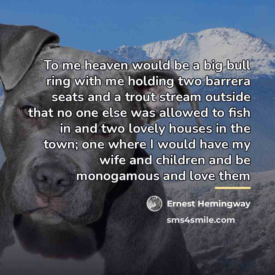 “To me heaven would be a big bull ring with…” quote by Ernest Hemingway