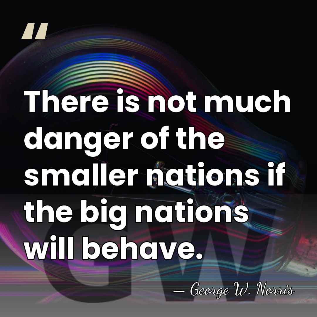 There is not much danger of the smaller nations if the big&hellip; - George William Norris