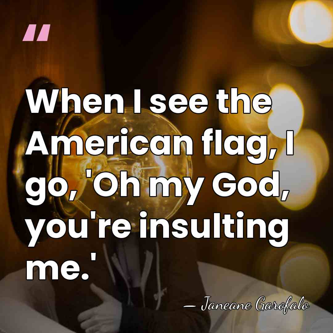 When I see the American flag, I go, 'Oh my God, you're&hellip; - Janeane Garofalo