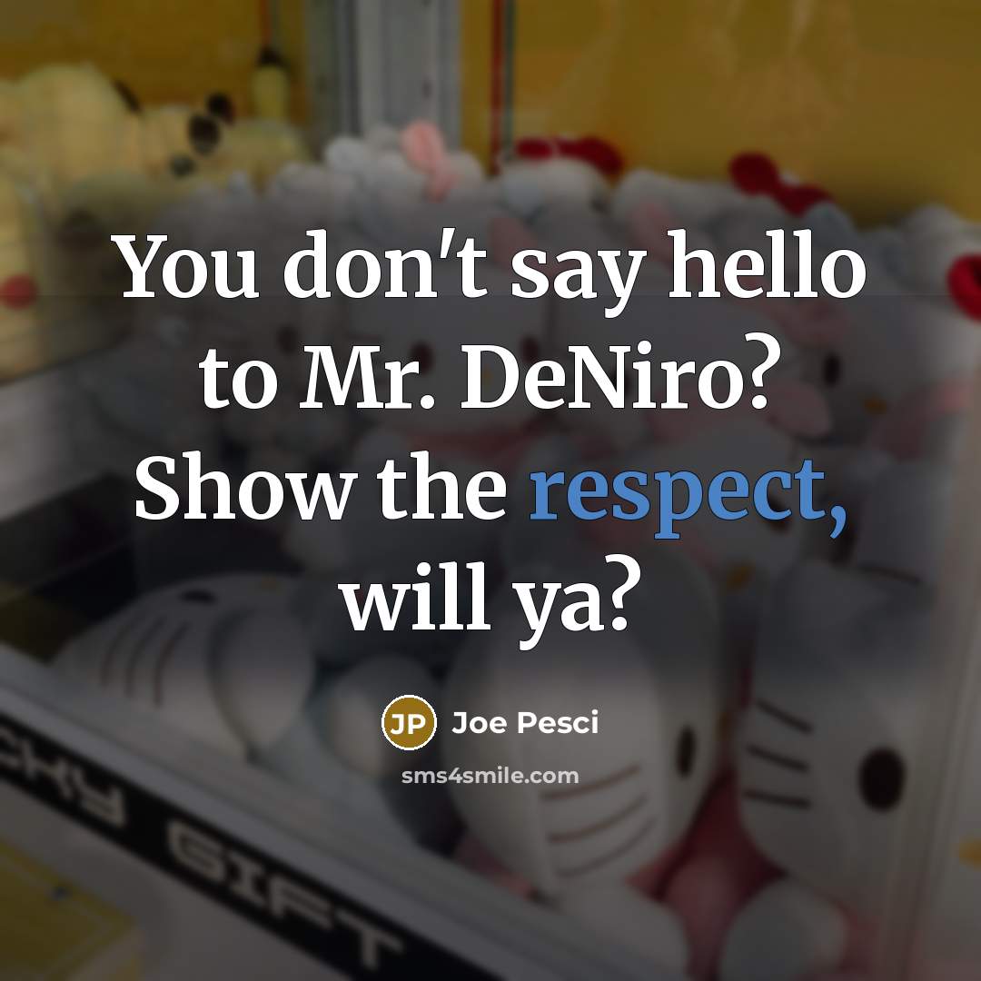 “You don't say hello to Mr. DeNiro? Show the respect,…” quote by Joe Pesci