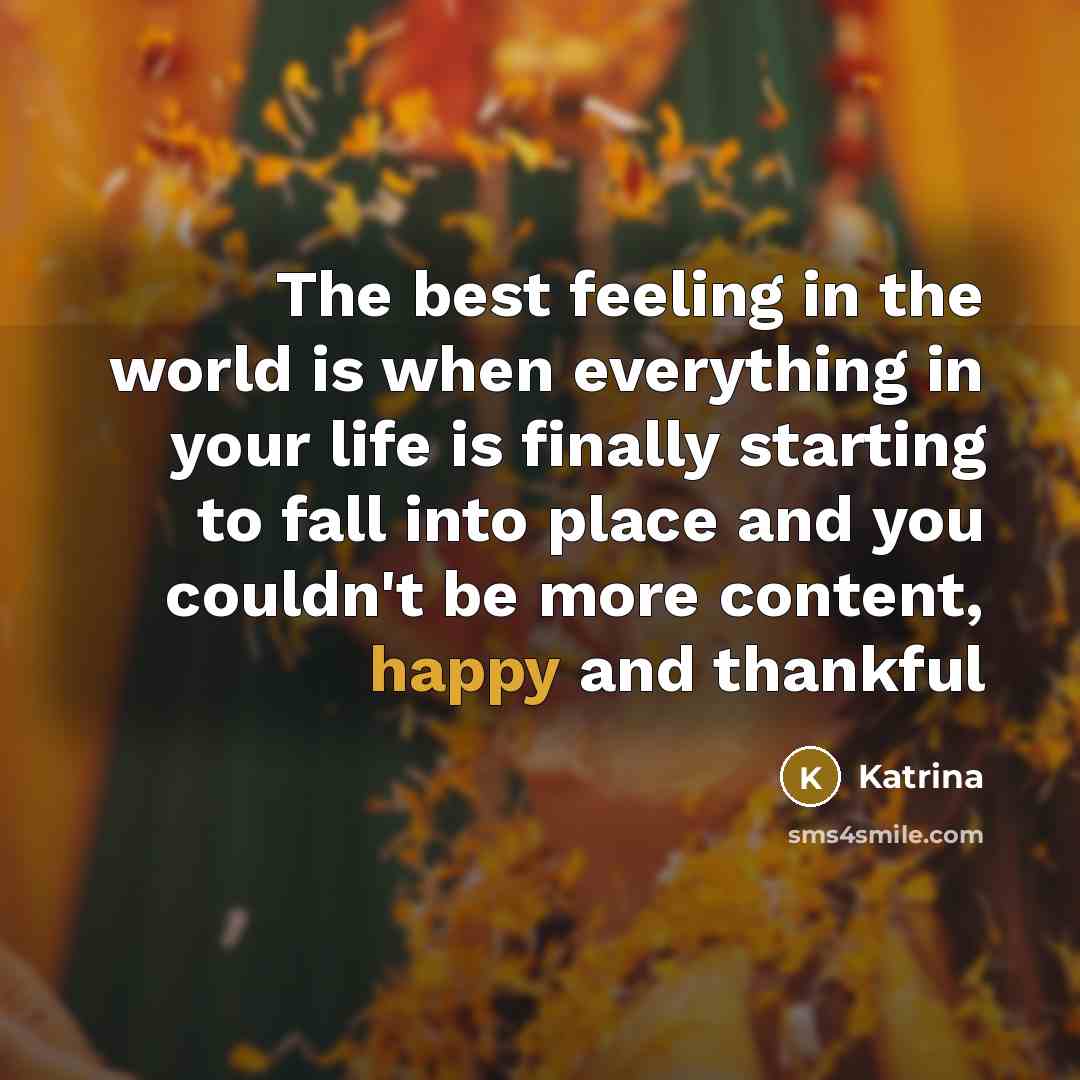 “The best feeling in the world is when everything in…” quote by Katrina